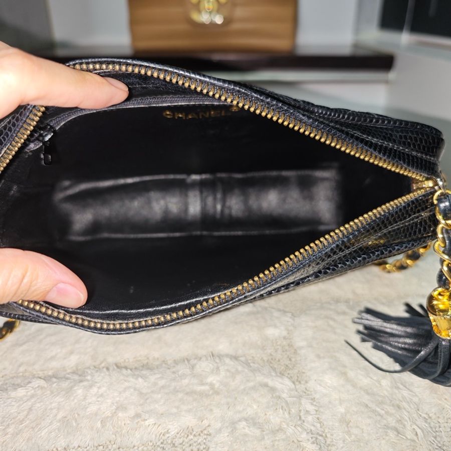 Chanel vintage 蜥蜴皮相機包-38
