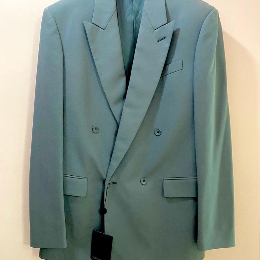 Louis Vuitton 20SS Runway Pont Neuf & Notre Dame blue double breasted blazer jacket 48 西裝外套-1