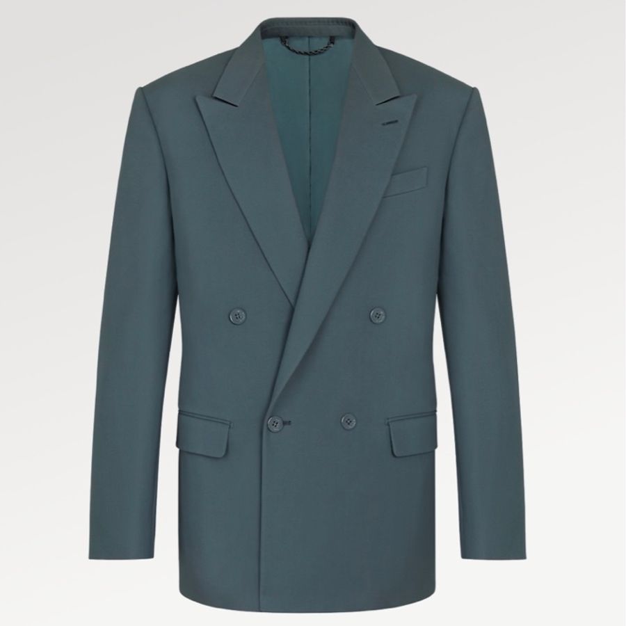 Louis Vuitton 20SS Runway Pont Neuf & Notre Dame blue double breasted blazer jacket 48 西裝外套-0