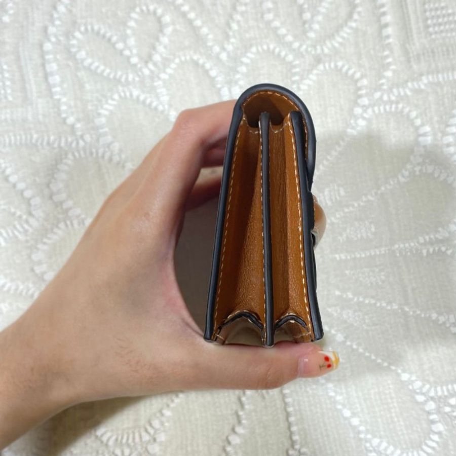 Celine Business Card Holder In Triomphe Canvas And Lambskin Tan-2