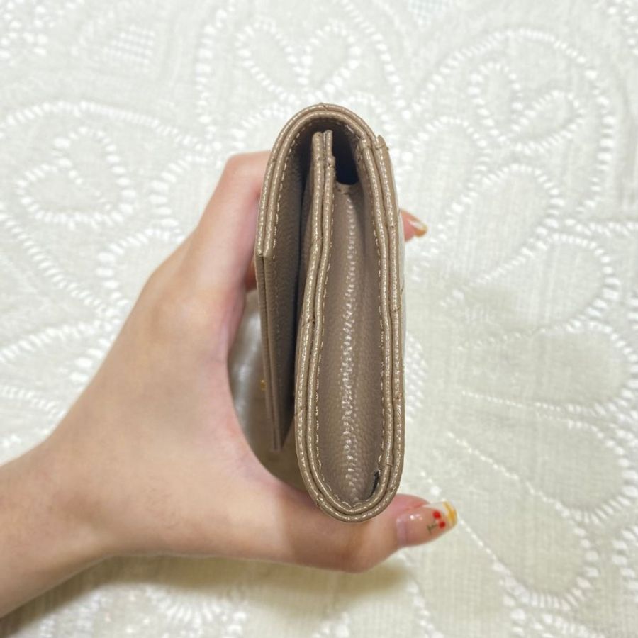 YSL Cassandre Matelassé Small Envelope Wallet In Grain De Poudre Embossed Leather Taupe-4