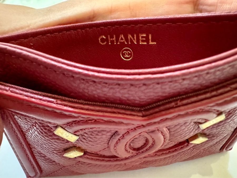 Chanel filigree vanity系列 卡片夾～紅色-4