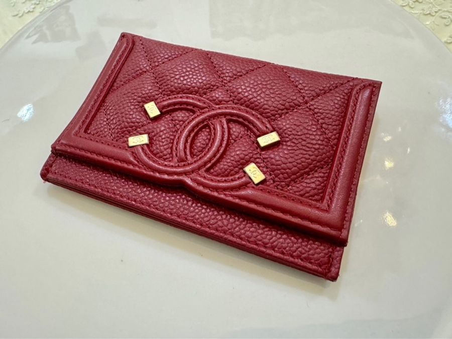 Chanel filigree vanity系列 卡片夾～紅色-8
