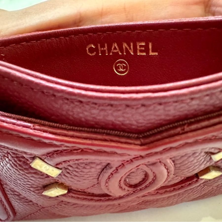 Chanel filigree vanity系列 卡片夾～紅色-12