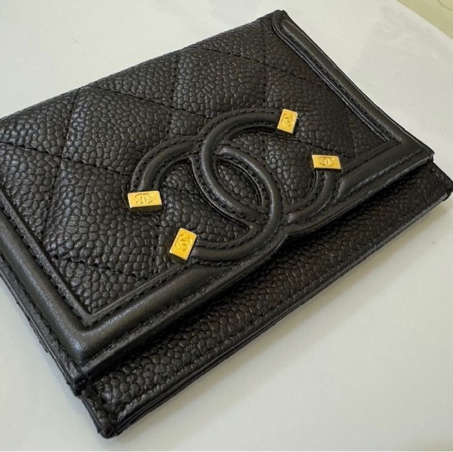 Chanel filigree vanity系列 卡片夾～黑色-5