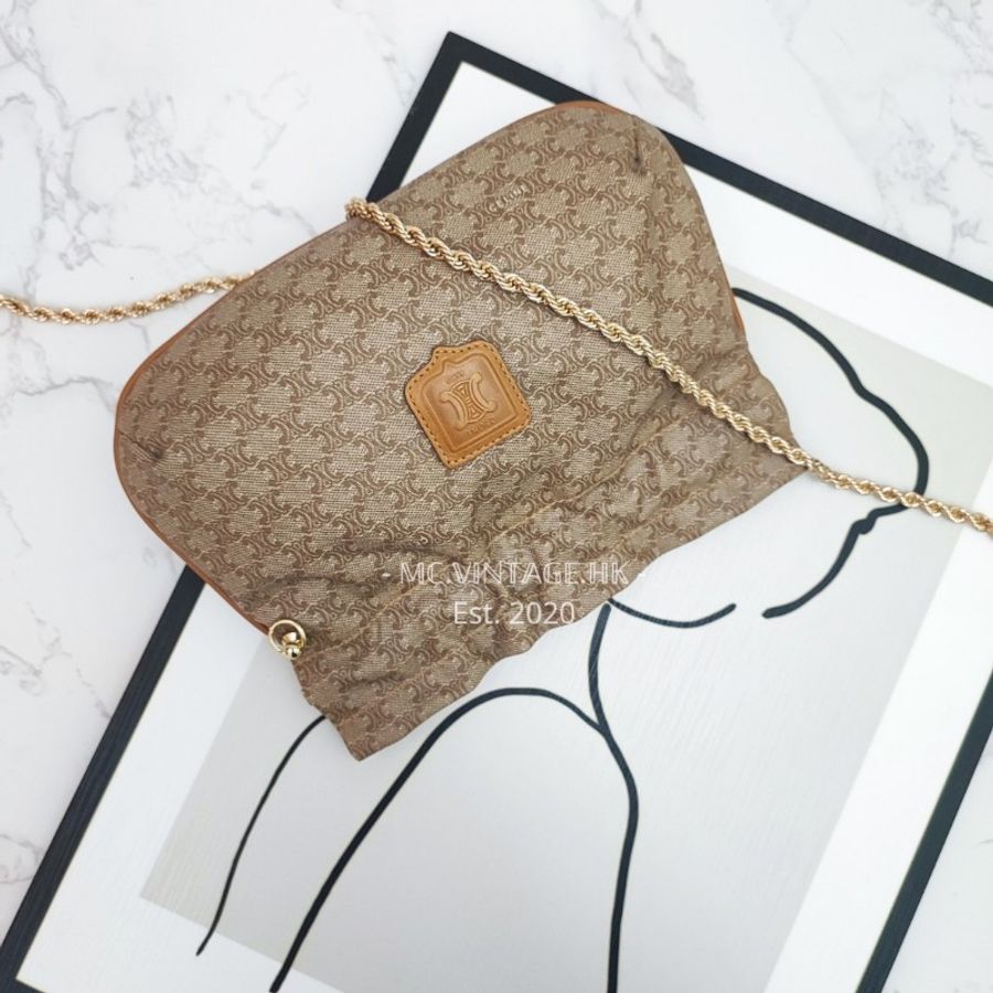 CELINE Vintage Macadam Pouch 中古 老花 餃子包-0