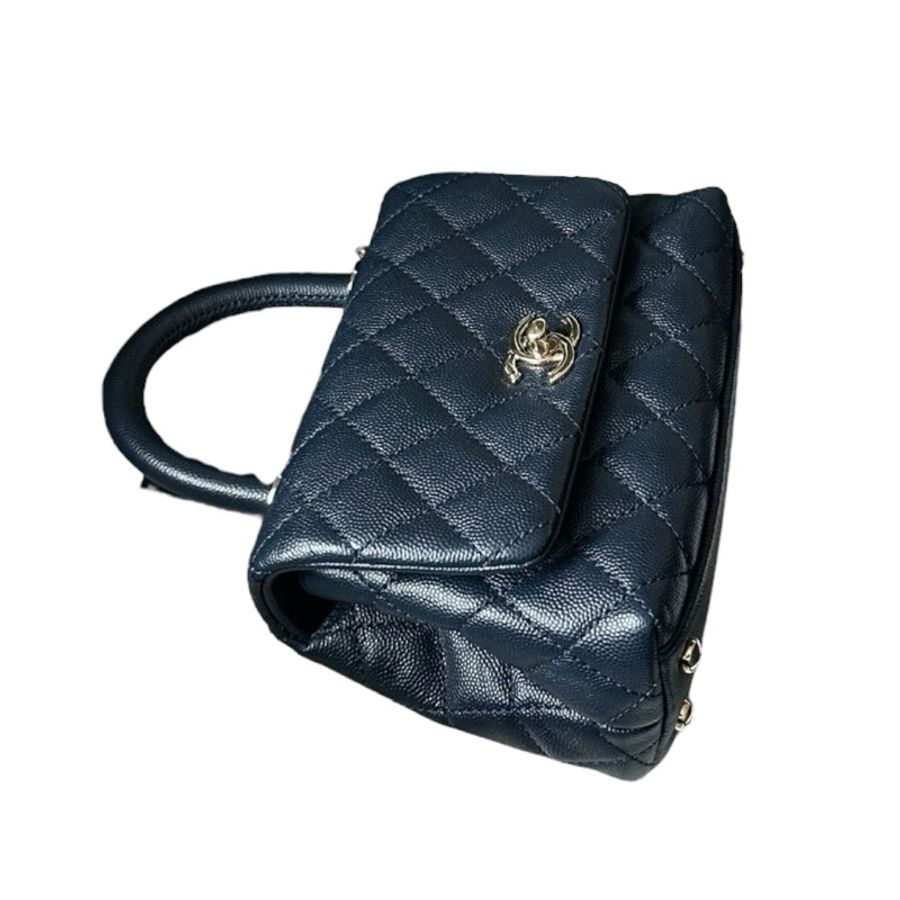 Chanel coco Handel mini 深藍色淡金扣-2