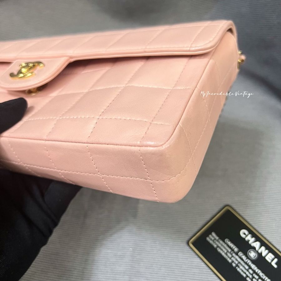 Chanel 粉紅色冰格腋下包-49