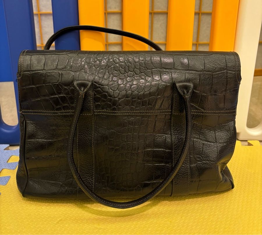 Mulberry 黑色牛皮鱷魚壓紋Bayswater包-1