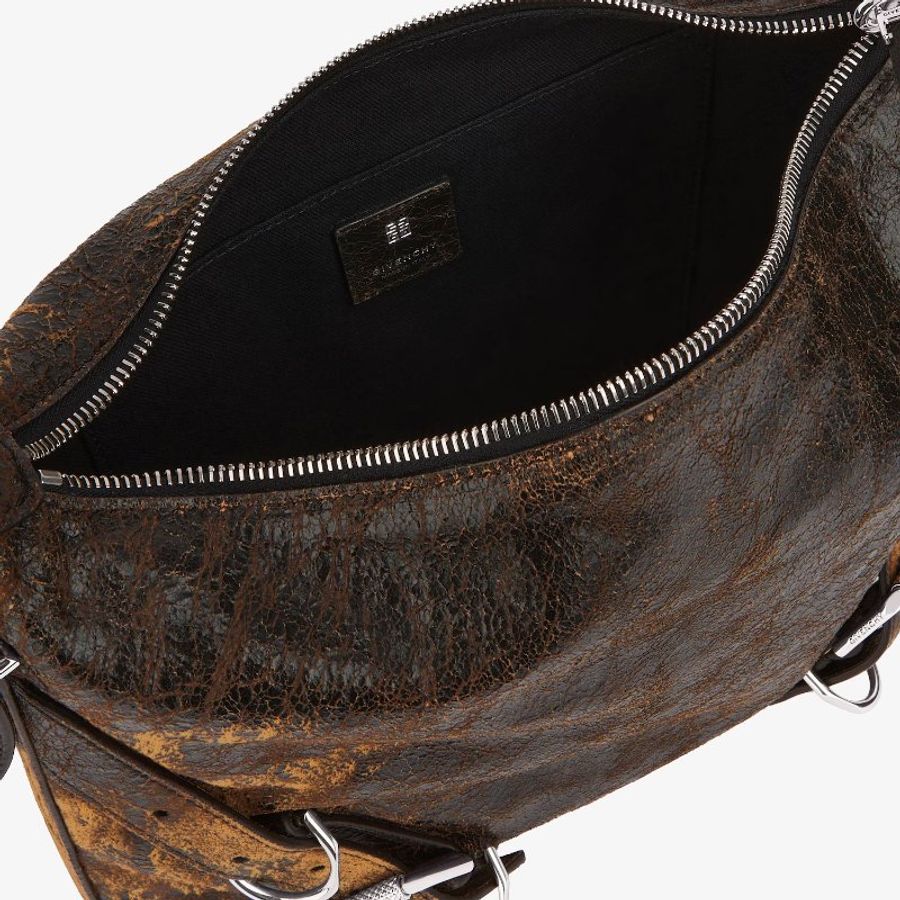GIVENCHY Voyou Crossbody bag 黑色/泥棕色做舊皮面郵差包-5