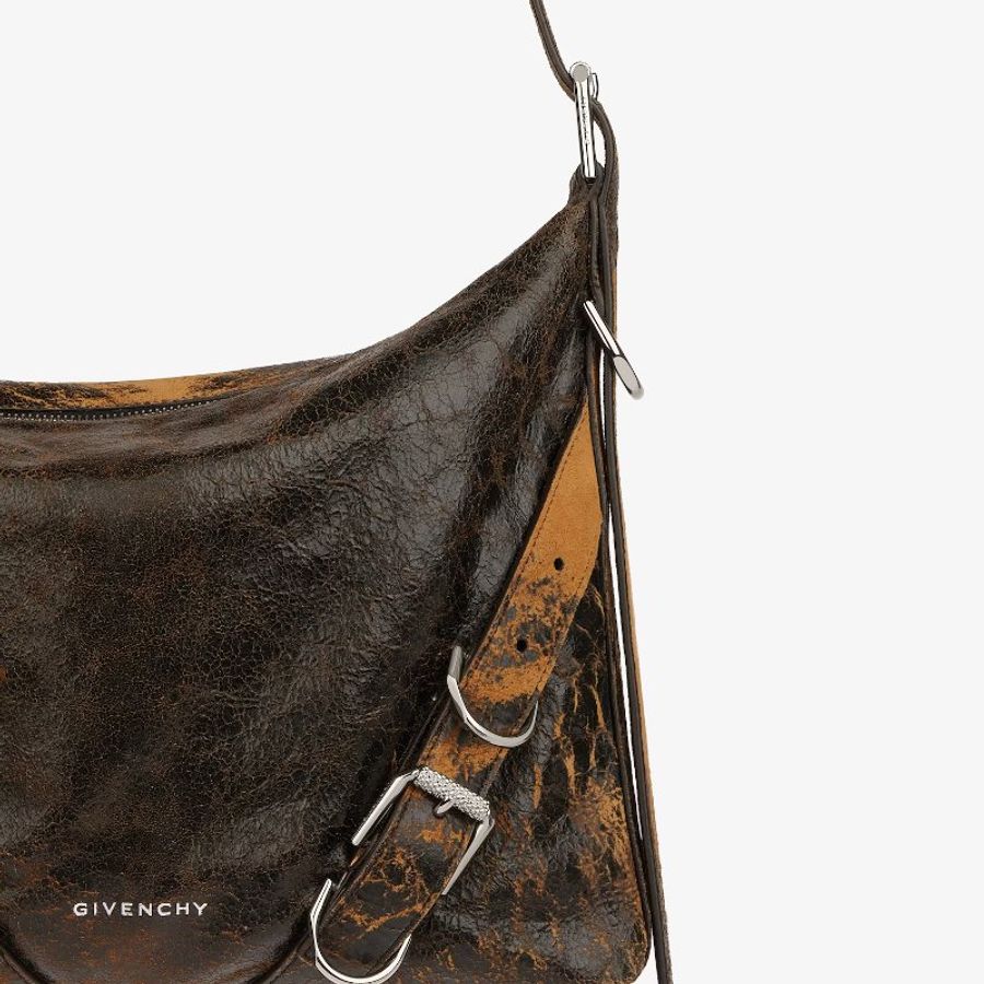 GIVENCHY Voyou Crossbody bag 黑色/泥棕色做舊皮面郵差包-6