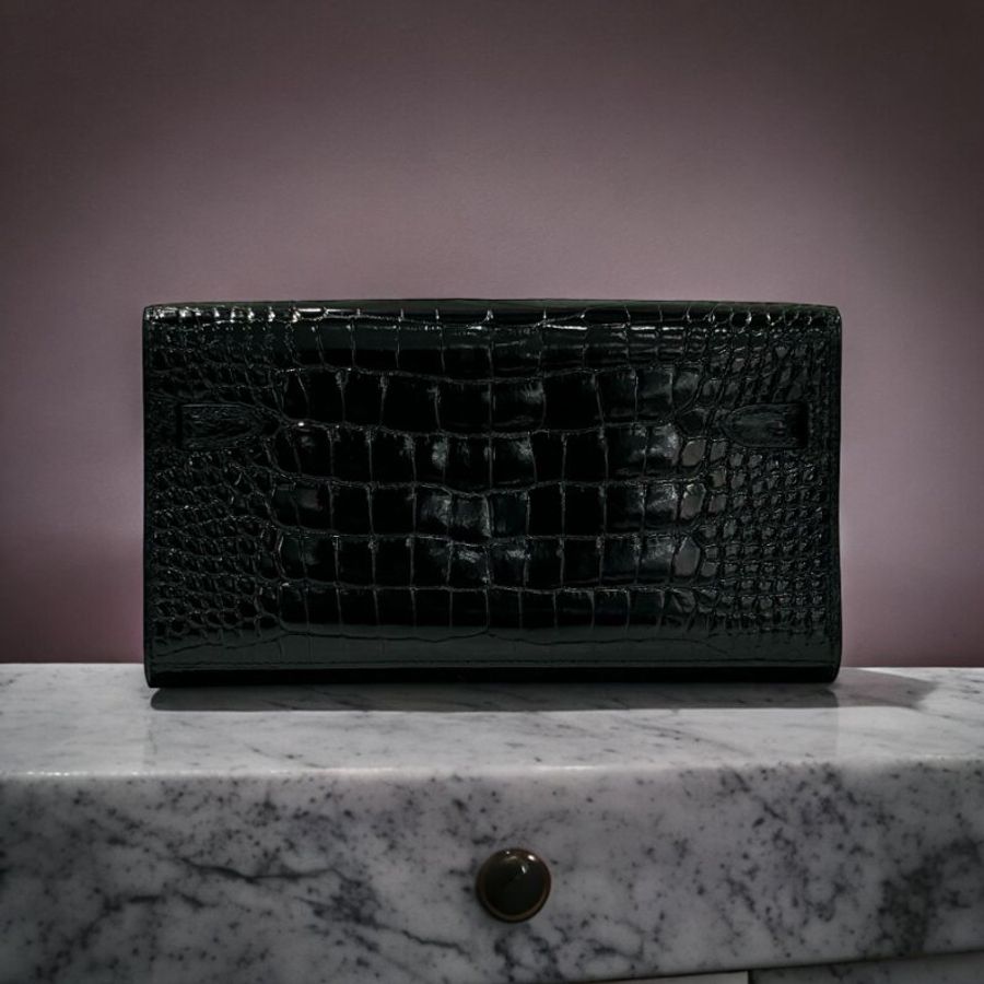 HERMES 鱷魚皮 KELLY TO GO /A刻/黑色-4