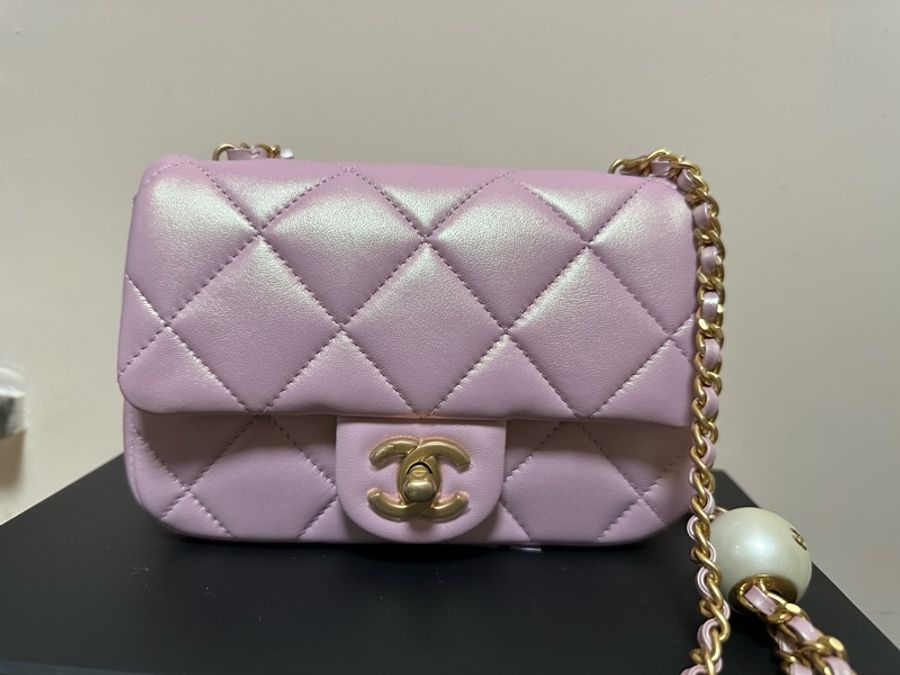 Chanel 雙珍珠調節扣 珠光粉紅色flap bag-0