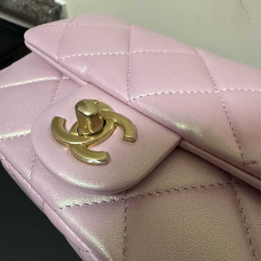Chanel 雙珍珠調節扣 珠光粉紅色flap bag-3