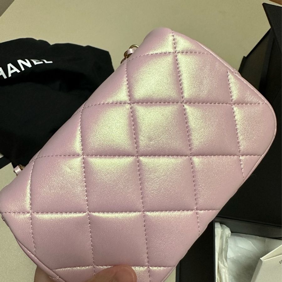 Chanel 雙珍珠調節扣 珠光粉紅色flap bag-7