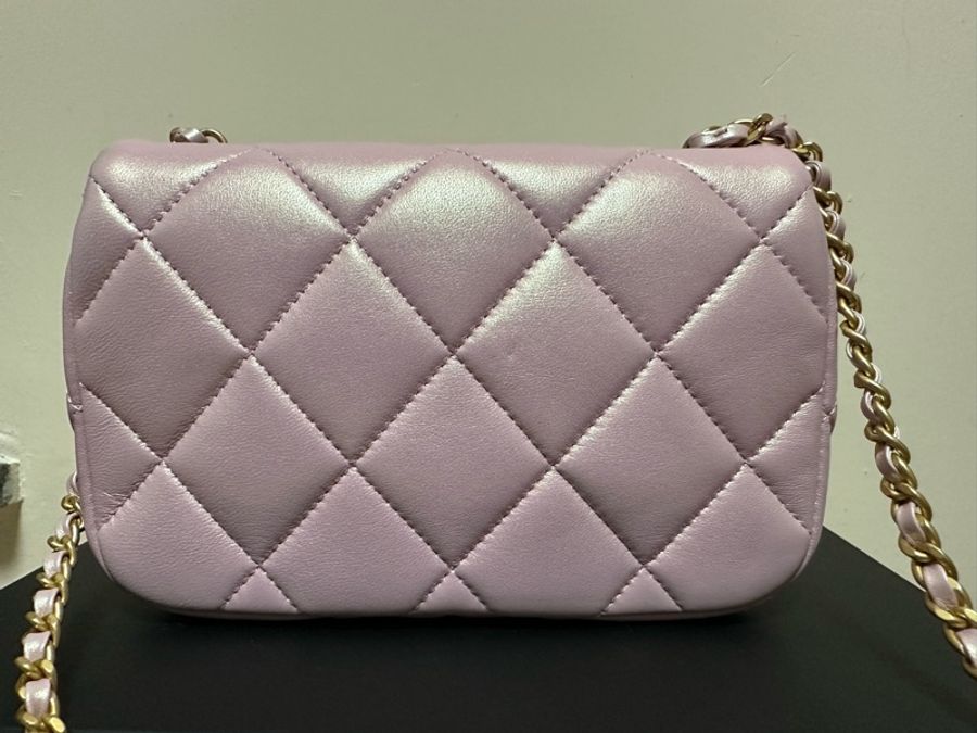 Chanel 雙珍珠調節扣 珠光粉紅色flap bag-8