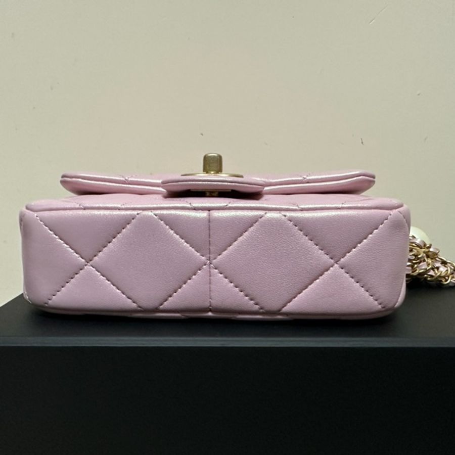 Chanel 雙珍珠調節扣 珠光粉紅色flap bag-9