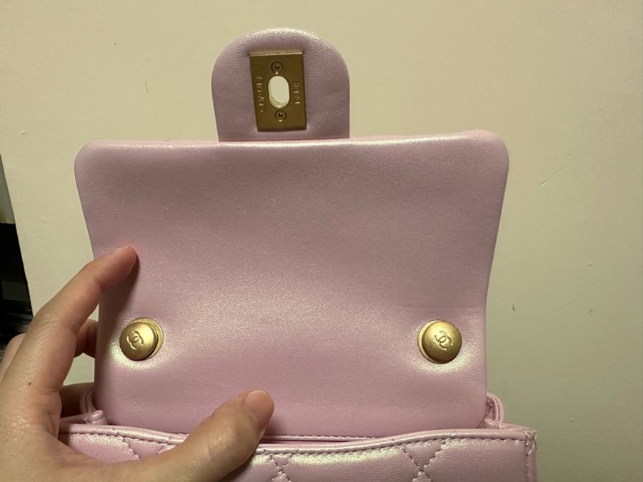 Chanel 雙珍珠調節扣 珠光粉紅色flap bag-12