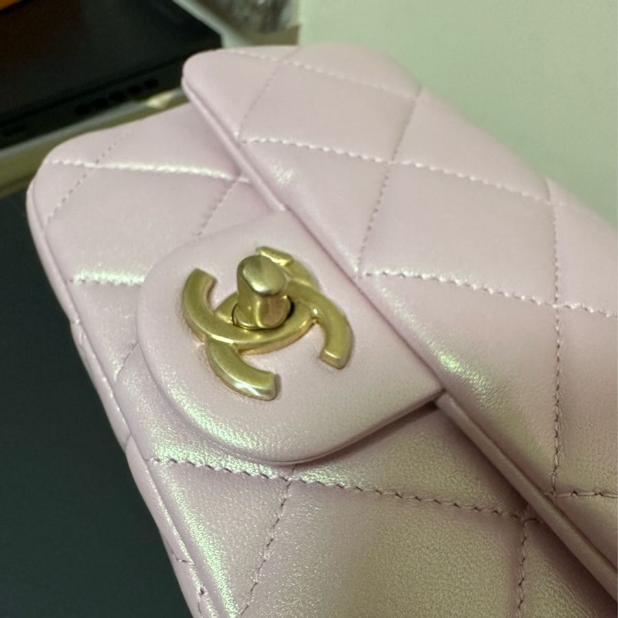 Chanel 雙珍珠調節扣 珠光粉紅色flap bag-13