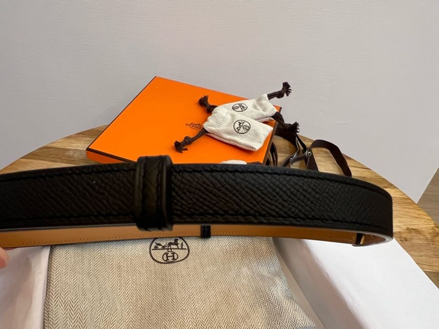 全新Hermes Kelly 黑色/金釦 皮帶-3