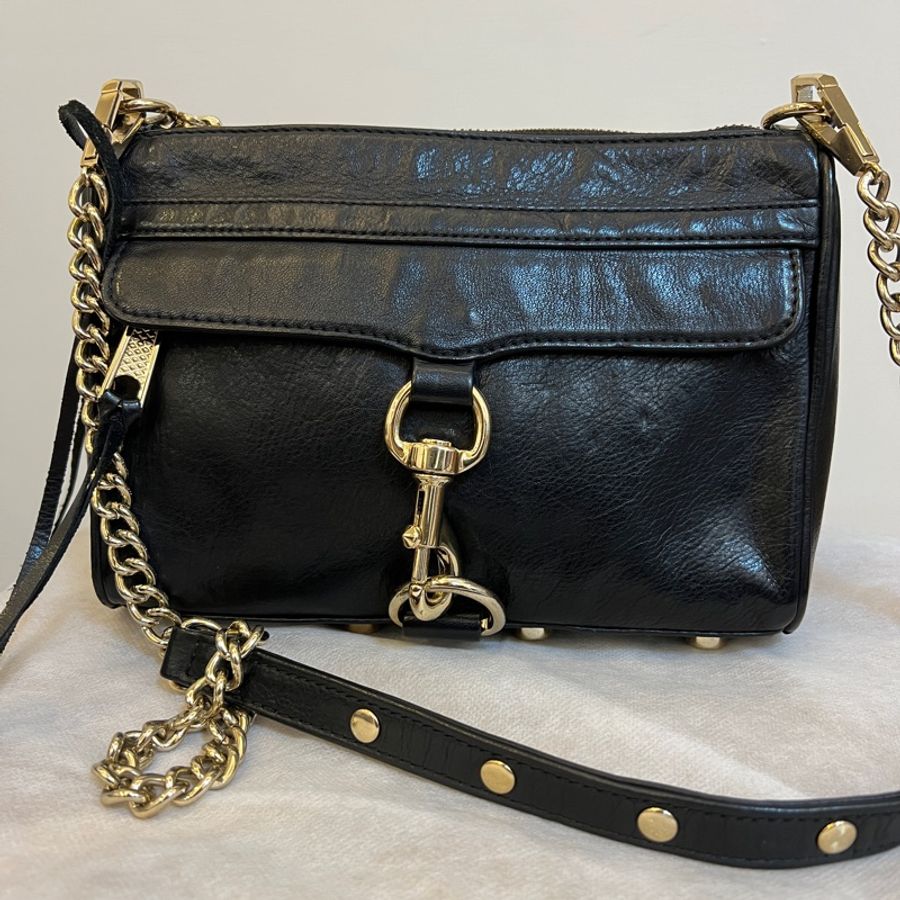 Rebecca minkoff 銀鍊真皮流蘇拉鍊斜背包-0