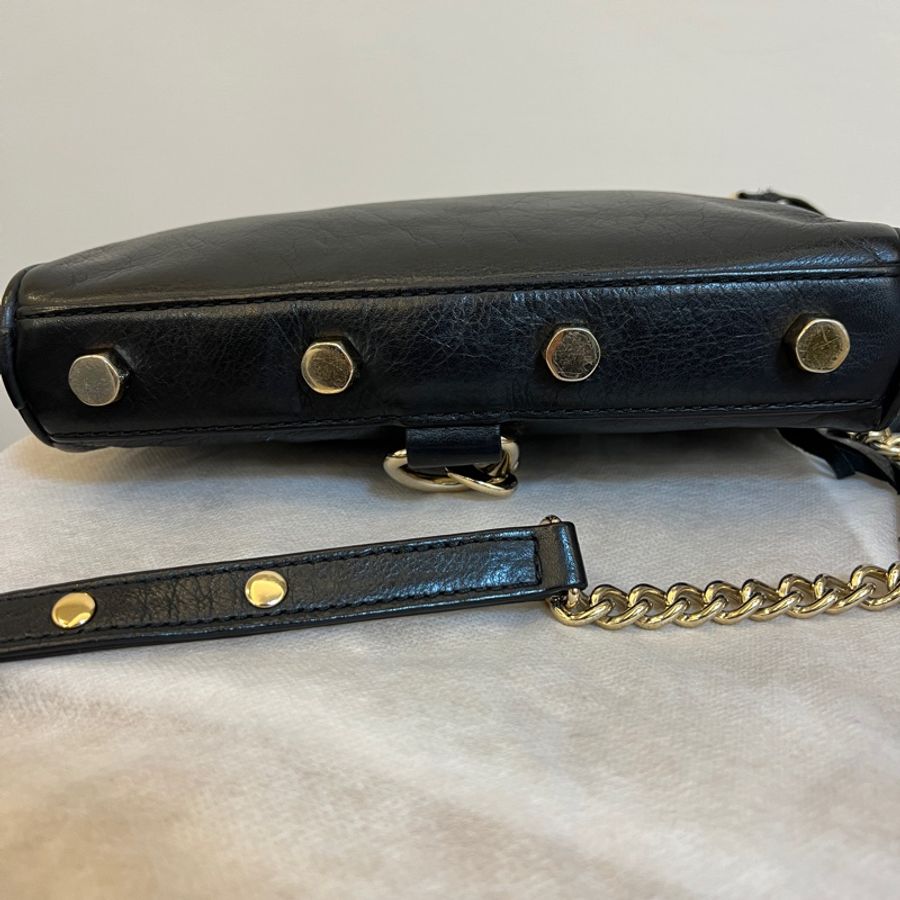 Rebecca minkoff 銀鍊真皮流蘇拉鍊斜背包-2