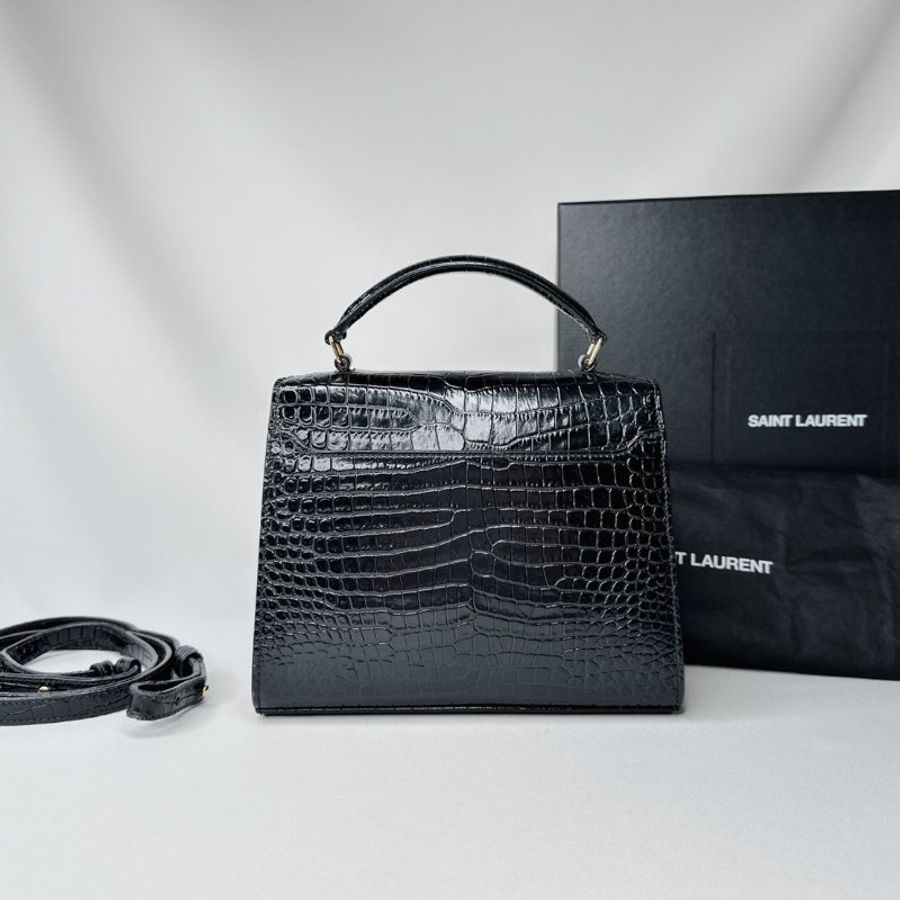 YSL Cassandra迷你鱷魚壓紋手提包-1
