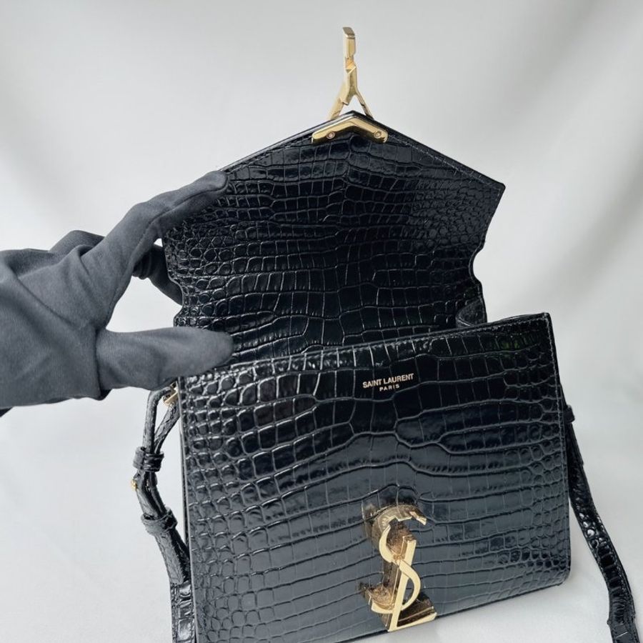 YSL Cassandra迷你鱷魚壓紋手提包-7