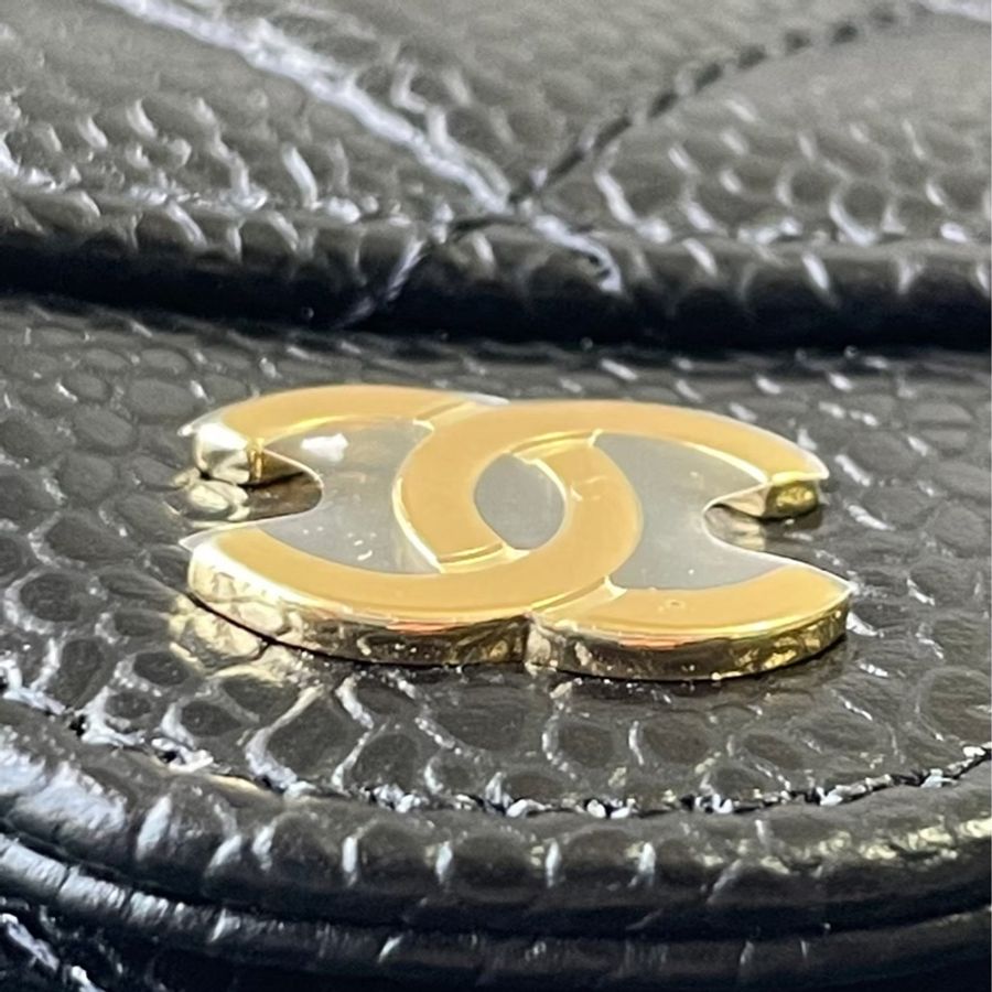 全新*Chanel經典口蓋三折短夾 黑金荔枝皮(膠膜未撕)-31