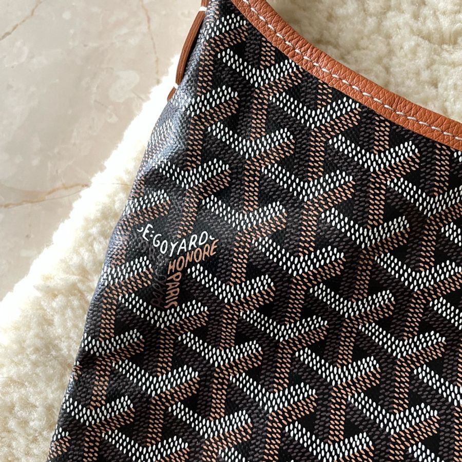 goyard hobo bag 黑棕色-14