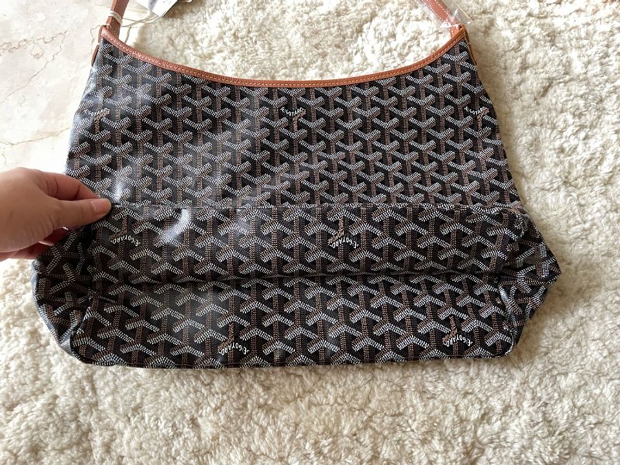 goyard hobo bag 黑棕色-16