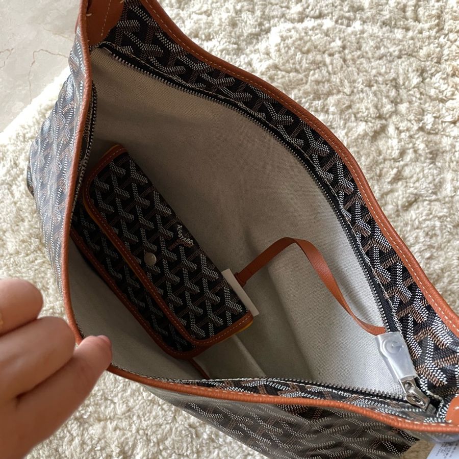 goyard hobo bag 黑棕色-19