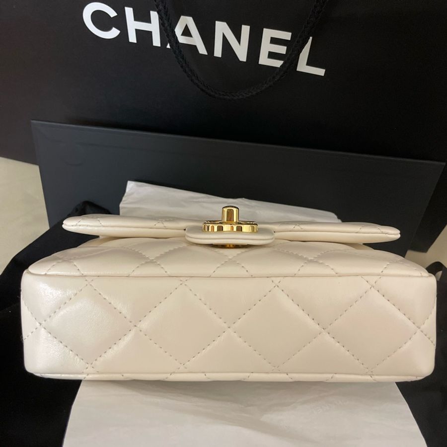 Chanel White Top Handle Mini Flap Bag-7