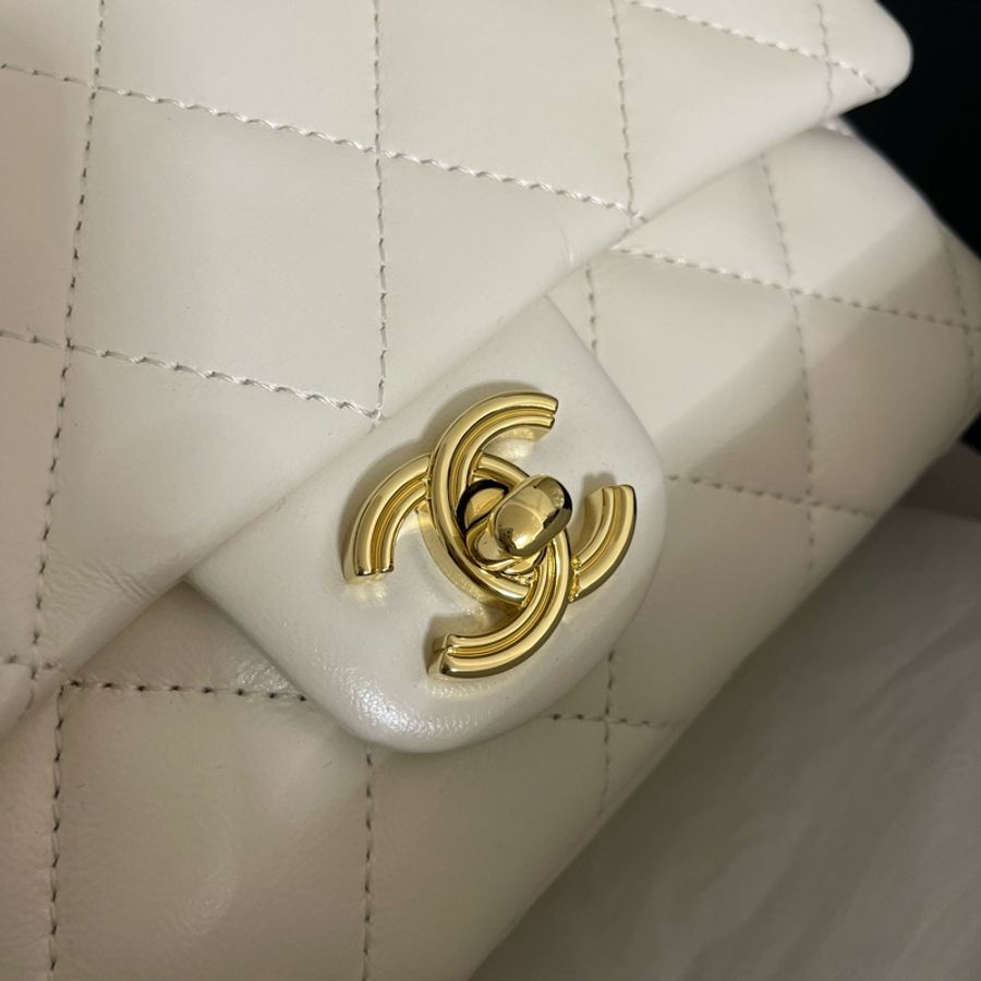 Chanel White Top Handle Mini Flap Bag-9