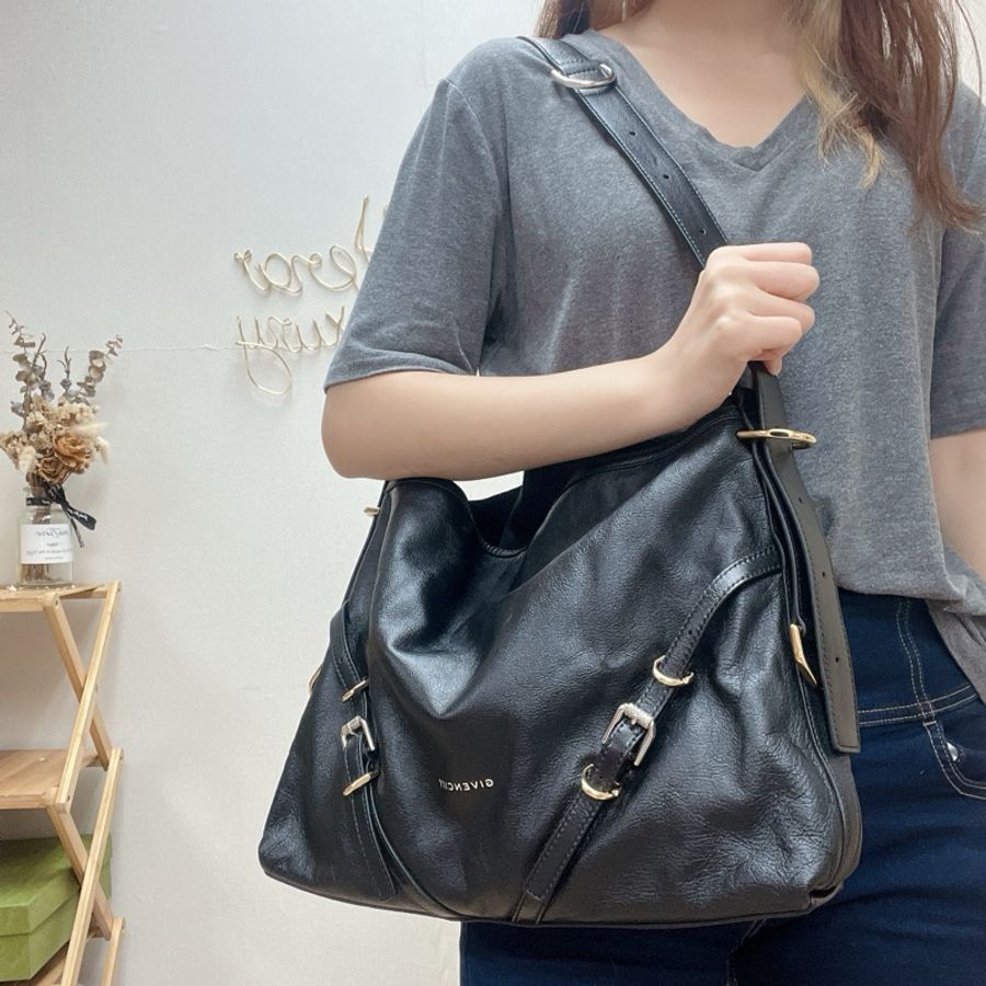 近新✨Givenchy Voyou 黑色中號托特機車風格包-0