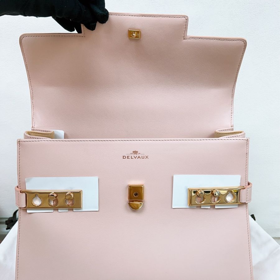 Delvaux tempete GM 淺粉色玫瑰金釦-3