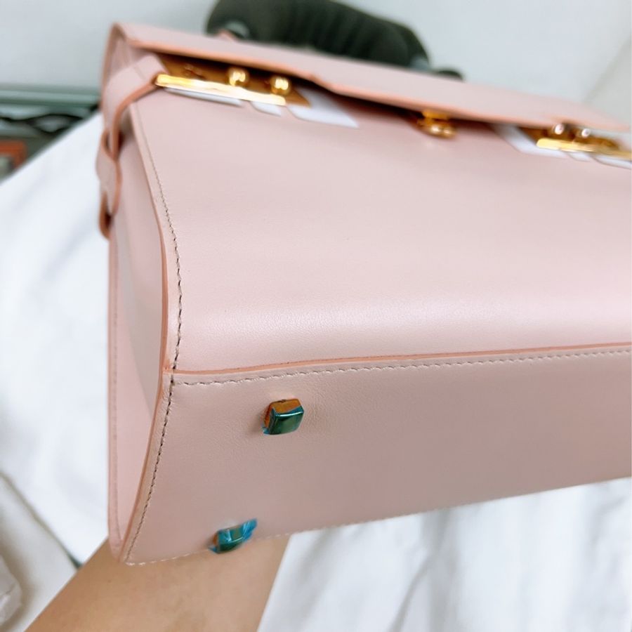 Delvaux tempete GM 淺粉色玫瑰金釦-12