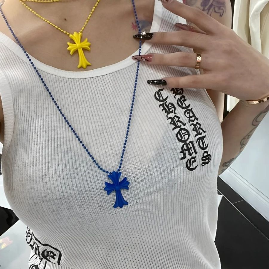 Chrome Hearts 克罗心 树脂十字架項鏈 (深蓝)-2