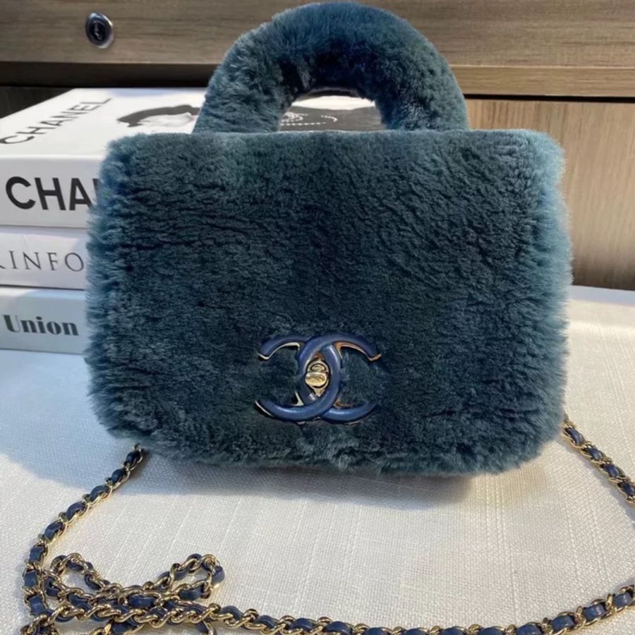 Chanel handle 大都會兔毛翻蓋口蓋鏈條包-0