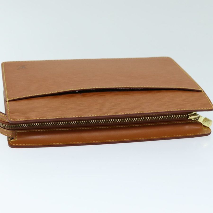 【日本直送】路易威登 Epi Pochette Homme 手拿包 棕色 Zipang 金色 M52528 正品 am6094-4