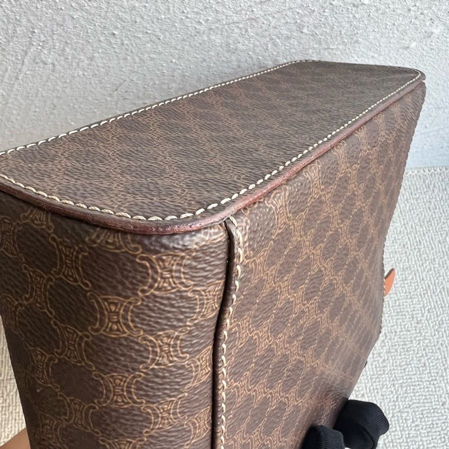 中古包 Vintage Celine 棕花化妝盒子包-10