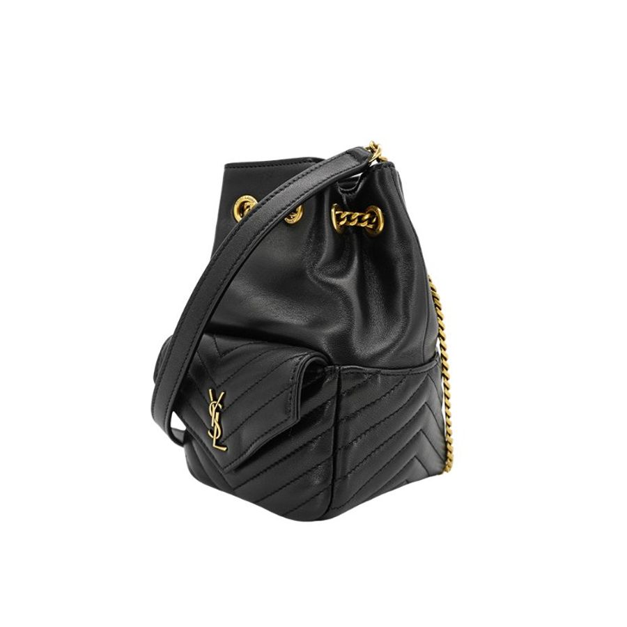 Ysl Joe Mini 絎縫羊皮斜背水桶包(760745-黑)-2