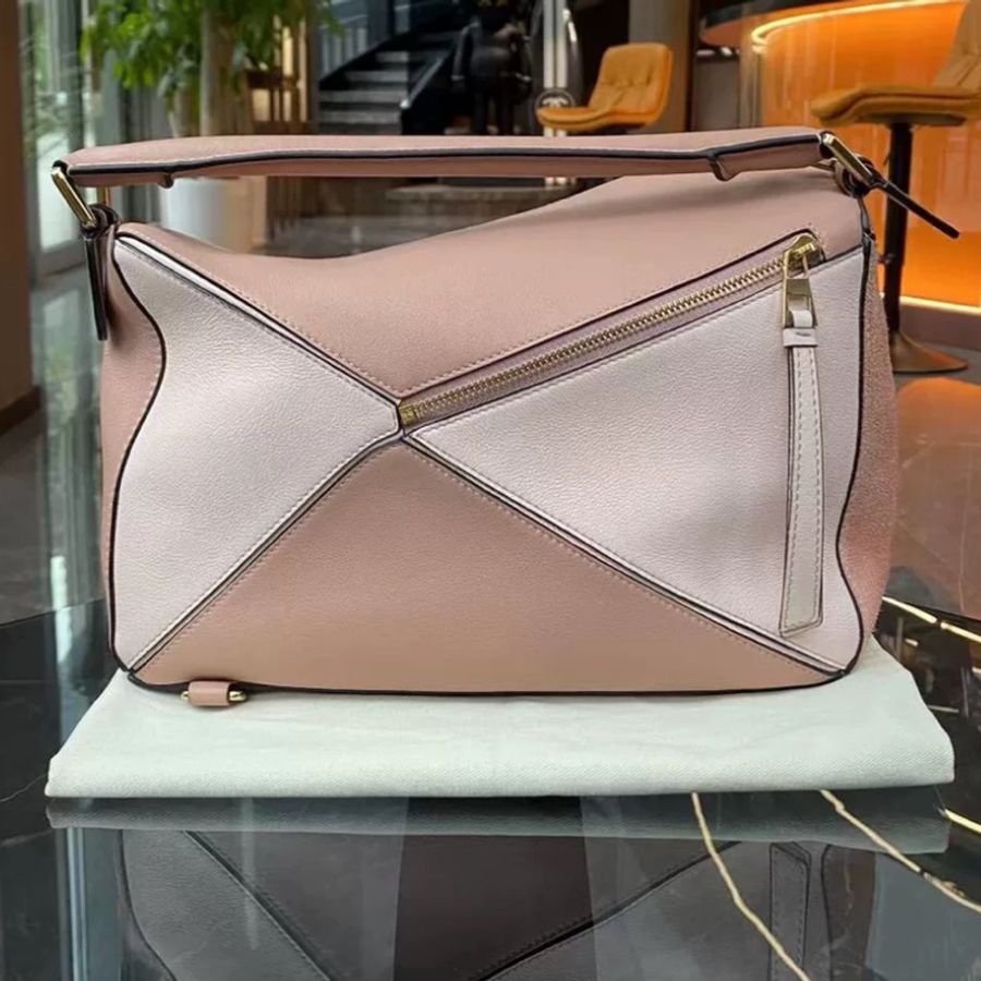 Loewe全皮拼色puzzle斜挎幾何包-1