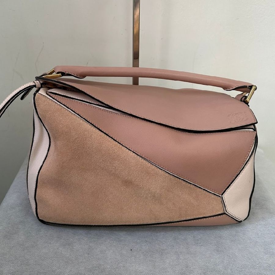 Loewe全皮拼色puzzle斜挎幾何包-6