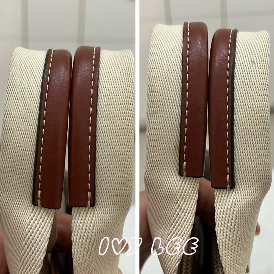 Chloe WOODY small tote 帆布皮革 褐色 棕色米白色 手提包 二手精品-11