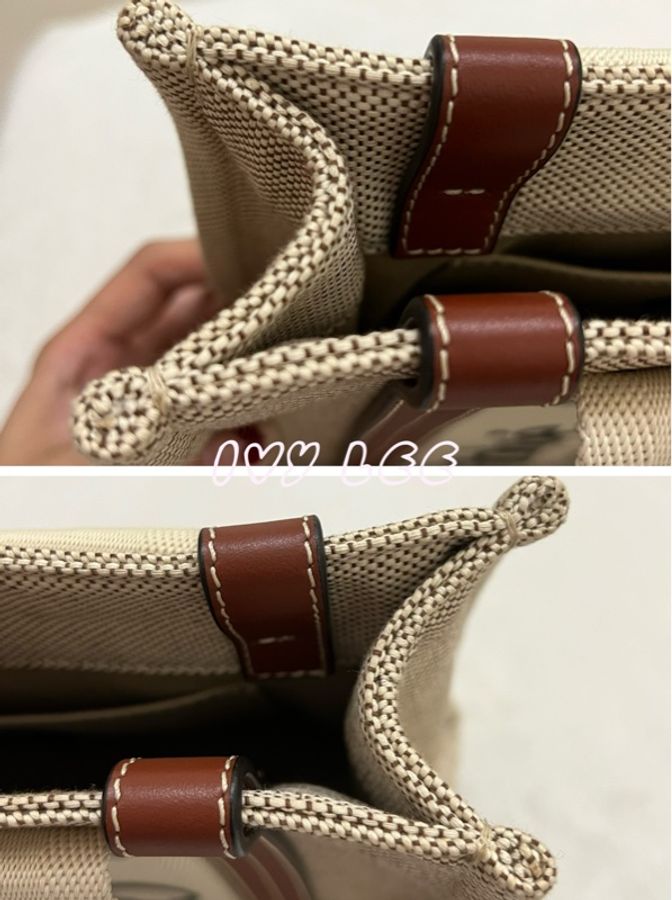Chloe WOODY small tote 帆布皮革 褐色 棕色米白色 手提包 二手精品-12