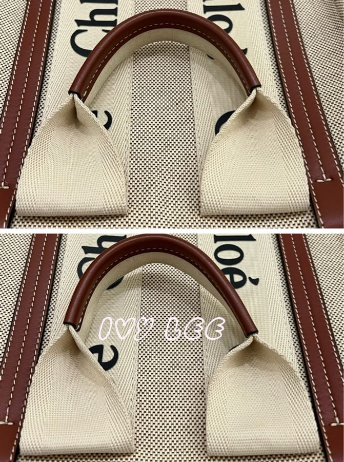 Chloe WOODY small tote 帆布皮革 褐色 棕色米白色 手提包 二手精品-14