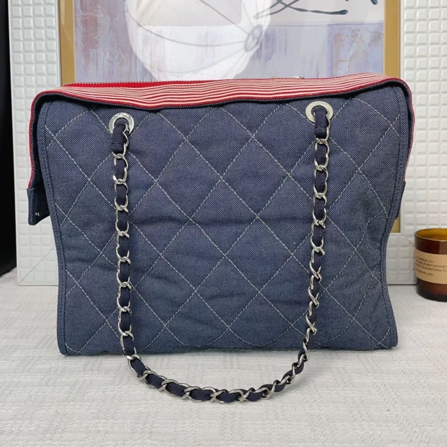 CHANEL香奈兒丹寧牛仔單肩鏈條包-2