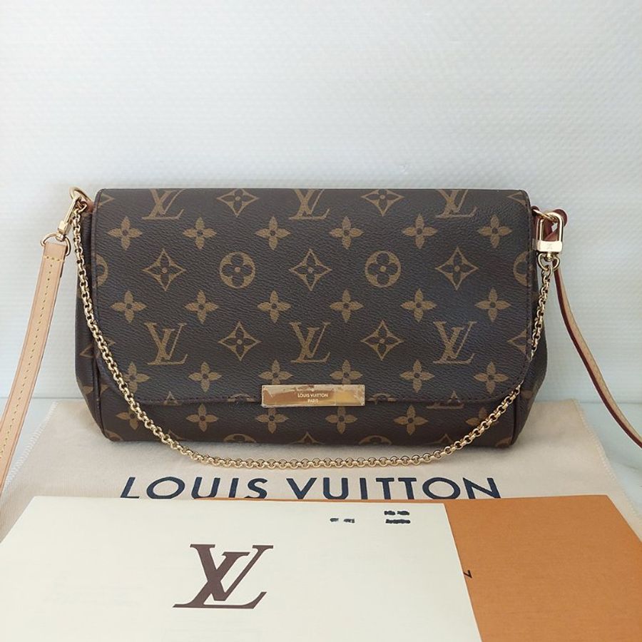 LV 經典老花M40718 🎀現品實拍 🎀 Favorite MM 經典花紋鍊條肩背包 斜背包~二手-61