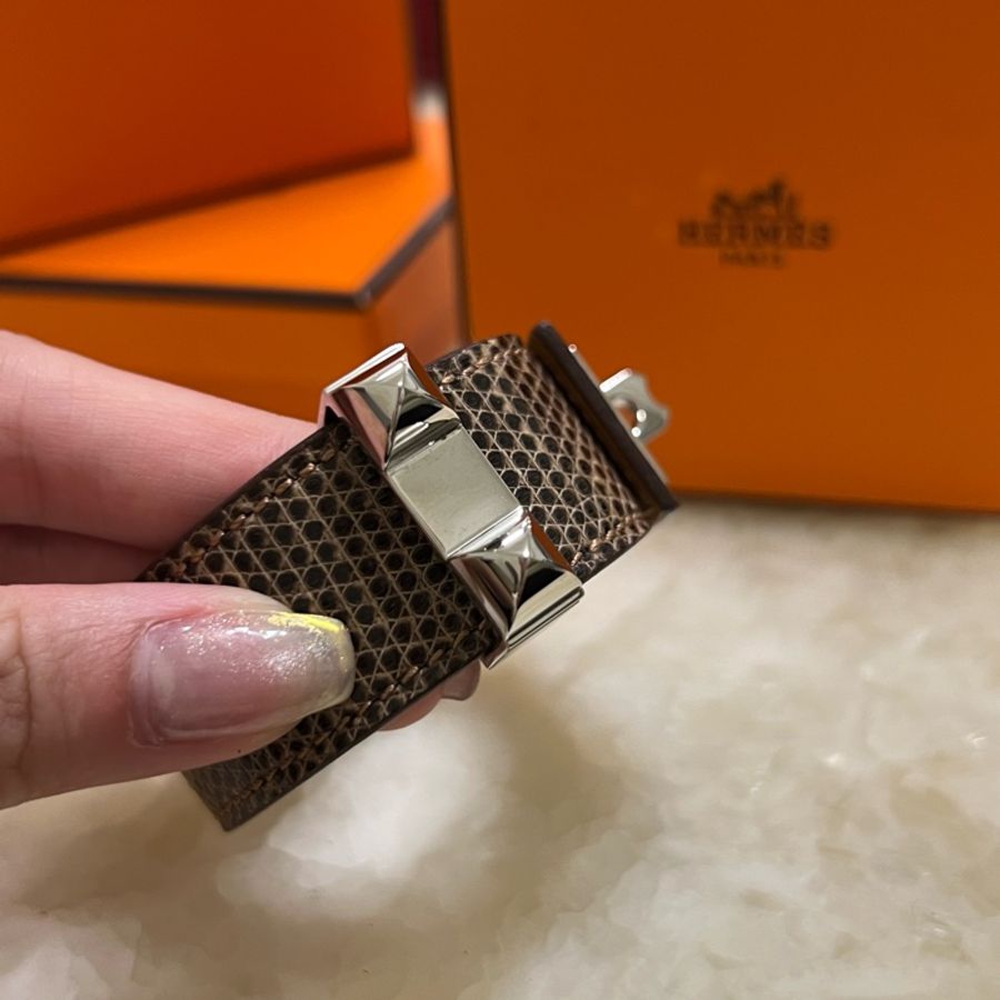 Hermes Collier de Chien 24寬版蜥蜴皮革手環-2